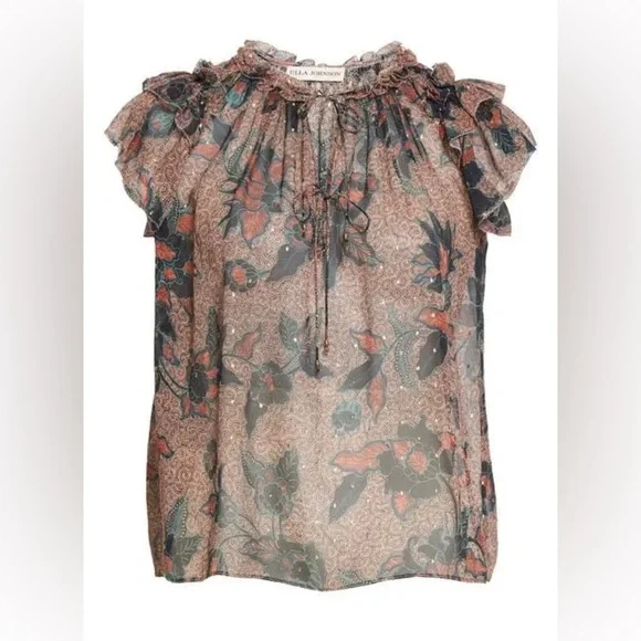 Ulla Johnson Marilyn Top Coral Floral - Picture 9 of 11
